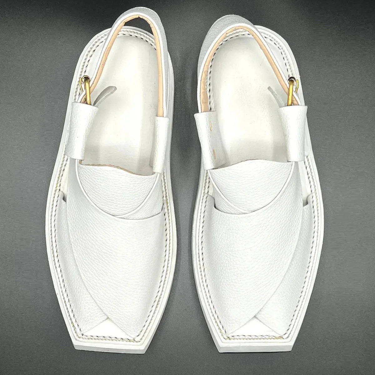 kaptan white dot leather chappal